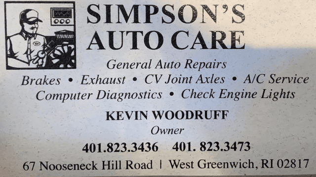 Simpson's Auto Care, West Greenwich, Rhode Island