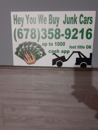 Hey you we buy junk cars, Atlanta, Georgia