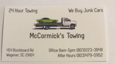 McCormick’s Towing, Wagener, South Carolina
