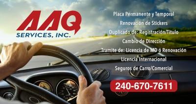 AAQ Services – Placas y Titulos - Tag & Title MVA - Hyattsville, MD, Hyattsville, Maryland