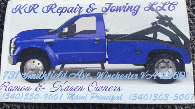 KR Repair & Towing LLC, Winchester, Virginia
