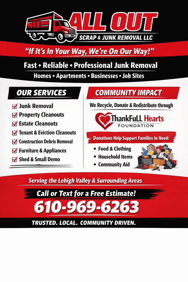 ALL OUT SCRAP & JUNK REMOVAL LLC, Allentown, Pennsylvania